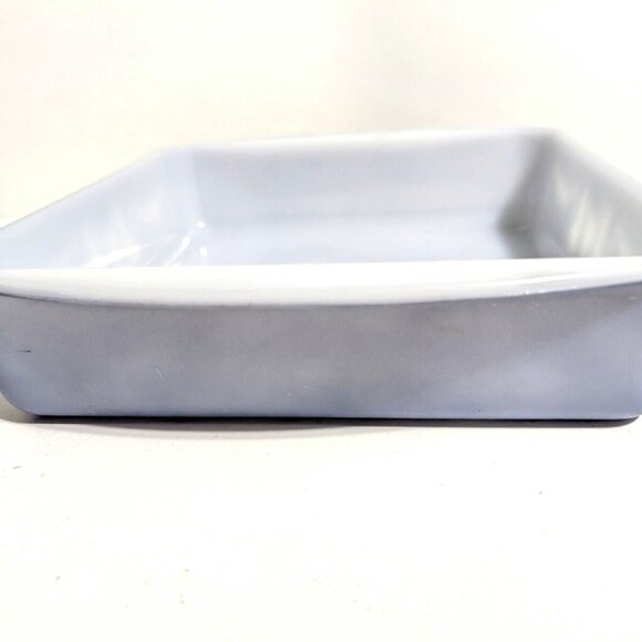 Vintage Glasbake J-247 Grecian Blue and White Milk Glass Baking Dish 9x9x2" VGC - Picture 3 of 9